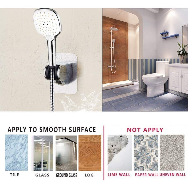 Lofekea Strong Adhesive and Waterproof Shower Head Holder, Adjustable Handheld Shower Holder Wall Mount Shower Bracket (Silver - 2 Pack) - Image 4
